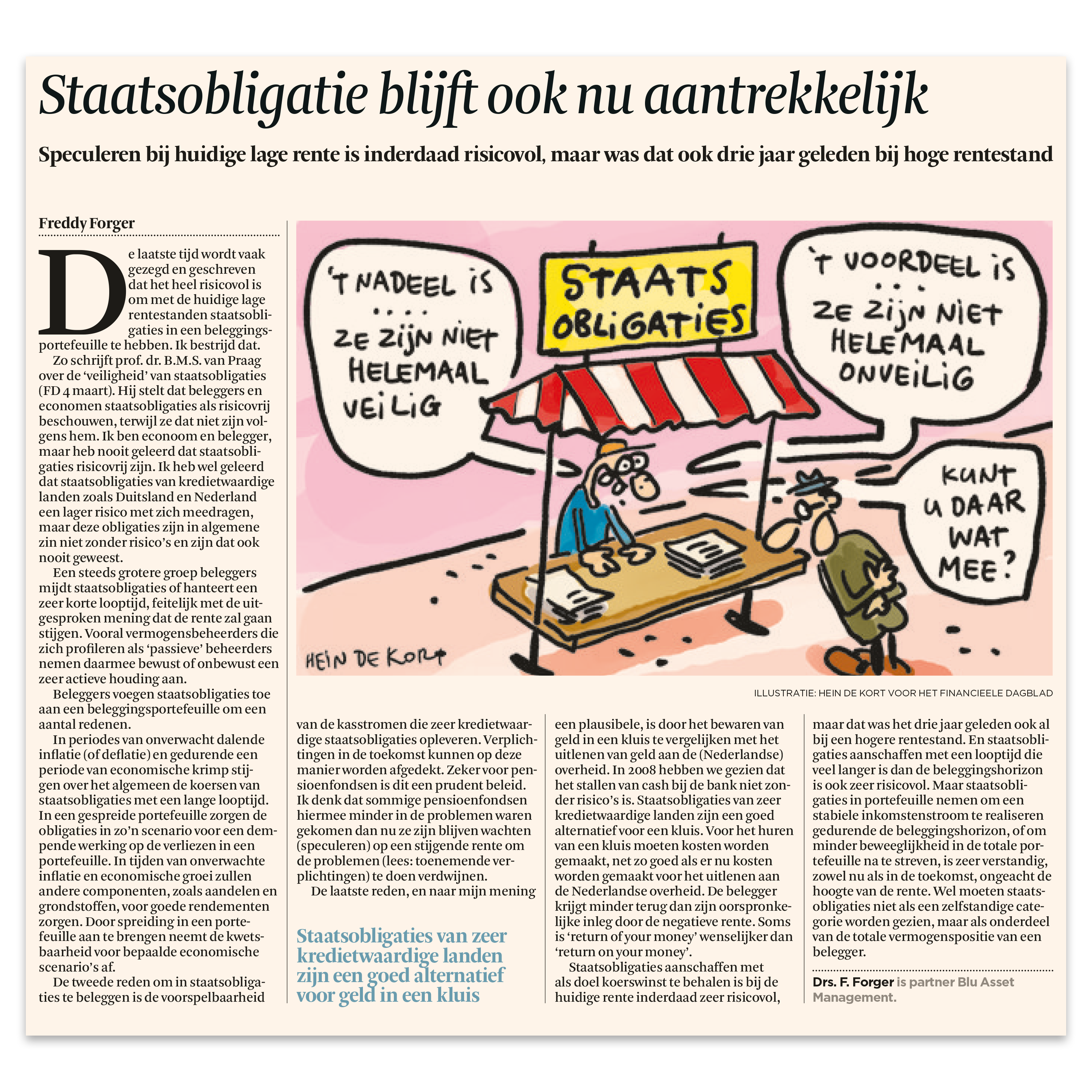 Artikel in het Financieele Dagblad van 8 april 2016
